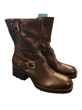 Reaction Kenneth Cole Black Heeled Boots Size 9.5